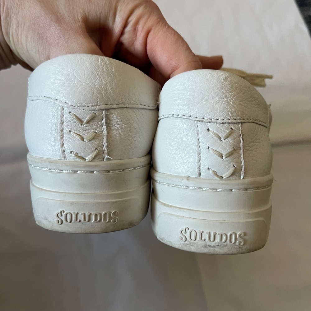 Soludos Ibiza Platform Leather Sneakers Size‎ 8 Oasis White Casual Comfortable - Picture 10 of 14